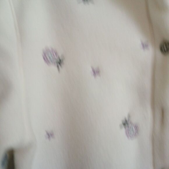 Alfred Dunner Longsleeve Button-Up Fleece Jacket Petite-PM Lavender-White Floral - Picture 14 of 16